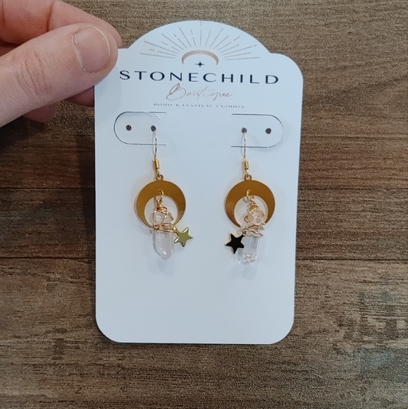 Handmade Celestial Quartz Earrings - Picture 4 of 4